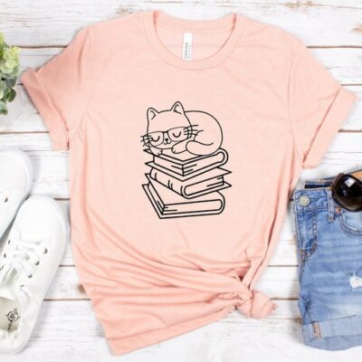 Cute Cat And Books Shirt