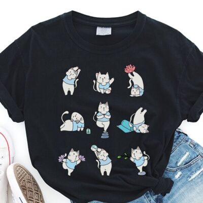 Funny Yoga Cute Cat T-Shirt